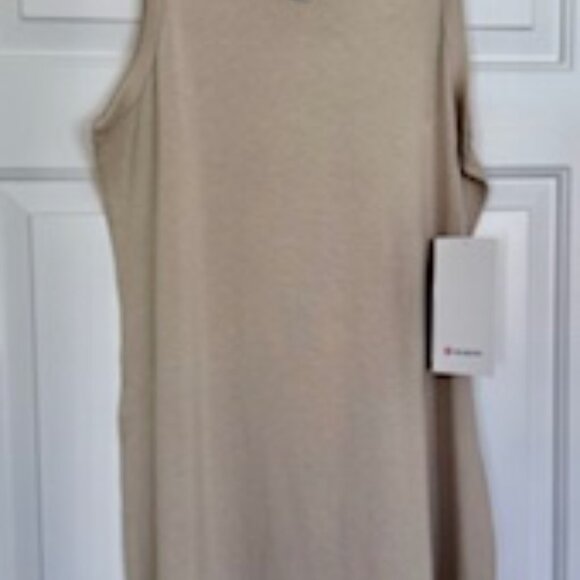 lululemon Classic Fit Cotton Blend Sleeveless Dress Beige Raw Linen Size 8 NWT - Picture 8 of 8
